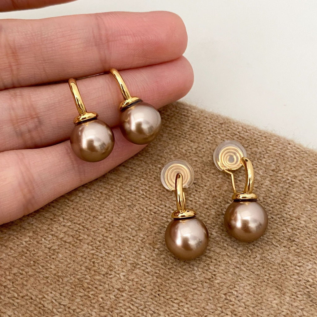 Vintage Champagne Pearl Clip-on Earrings