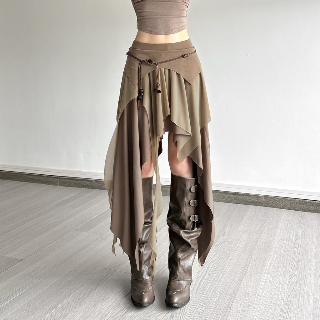 Spicy Girl Style Split Irregular Temperament High Waist Slim Versatile Skirt