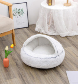 2 In 1 Dog and Cat Bed Pet Winter Bed Round Plush Warm Bed House Soft Long Plush Pets Bed Pet Products