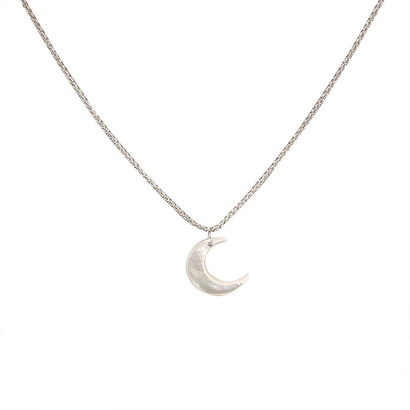 Moon Shell Zircon Thin Necklace Women Summer