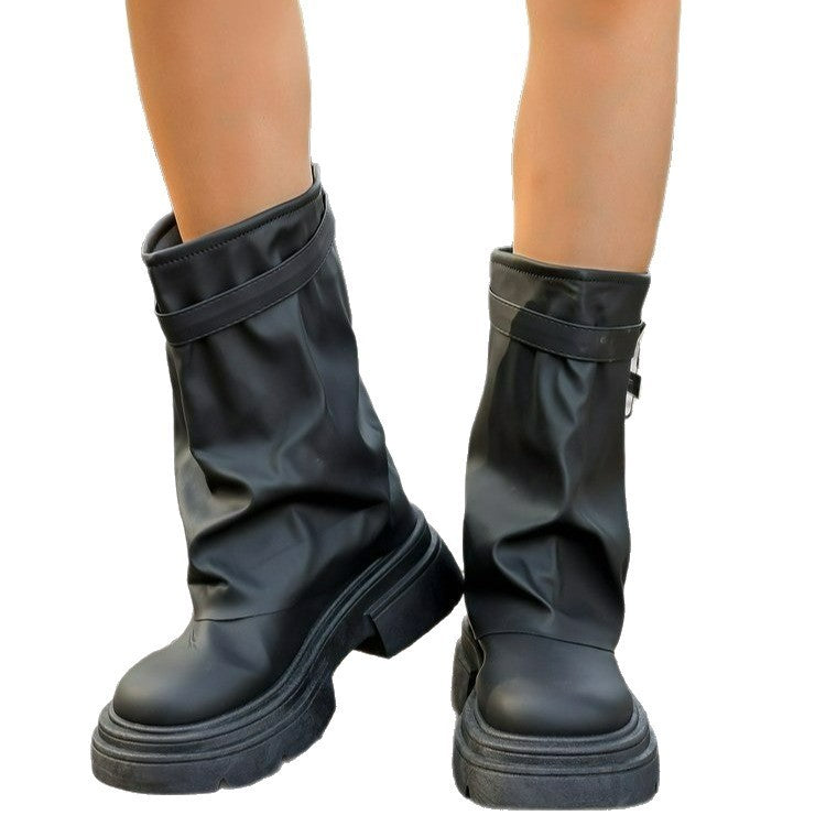 Simple British Style Thick-soled Martin Boots