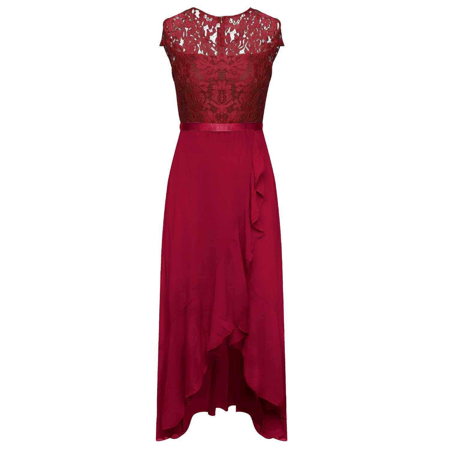 New Elegant Lace Party Dress, Ladies' Long Formal Evening Dress, Floral Embroidery Bridesmaid Dress
