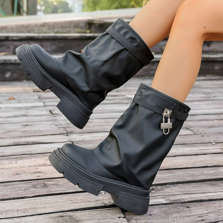 Simple British Style Thick-soled Martin Boots