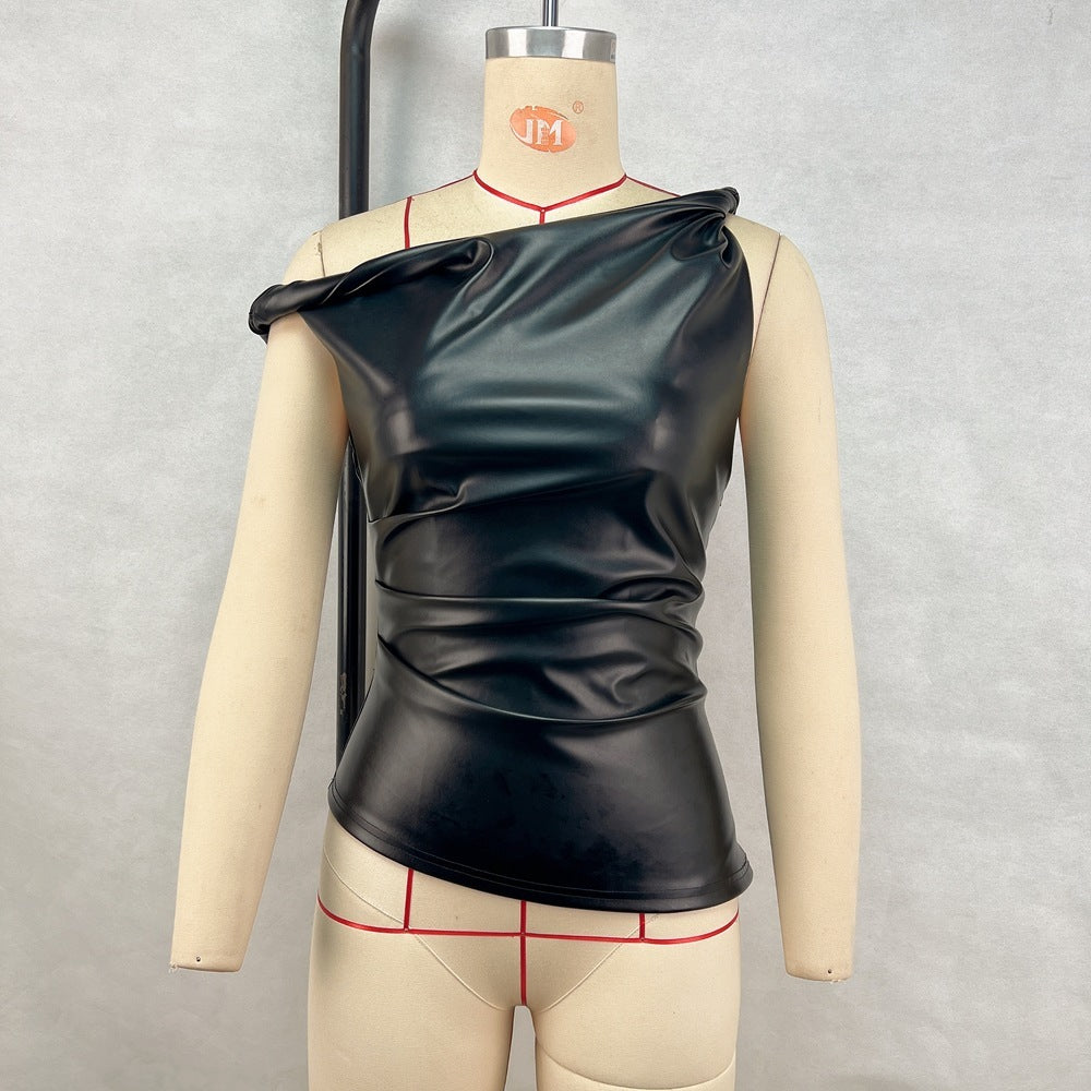 Ladies' Fashion Asymmetric Shoulder Sleeveless Vest