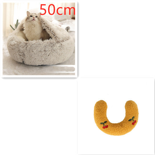 2 In 1 Dog and Cat Bed Pet Winter Bed Round Plush Warm Bed House Soft Long Plush Pets Bed Pet Products