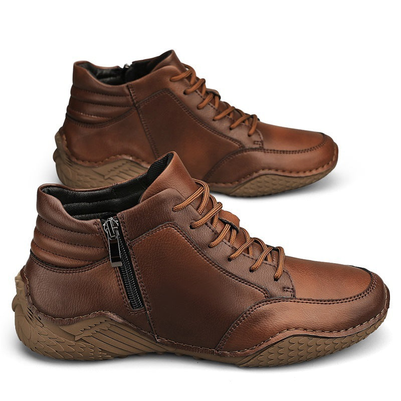 Martin Boots Trendy Genuine Leather Casual High-top Men's Fleece-lined