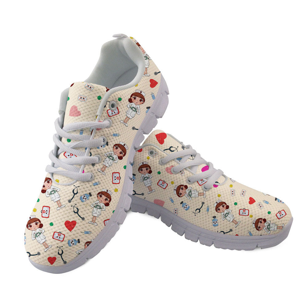 Cute Colorful Nurse Nurse Print Sports Casual Lightweight Lace-up Shoes