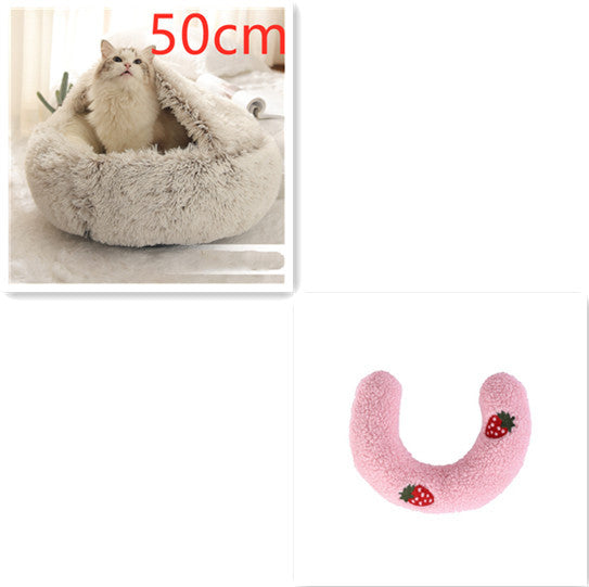 2 In 1 Dog and Cat Bed Pet Winter Bed Round Plush Warm Bed House Soft Long Plush Pets Bed Pet Products