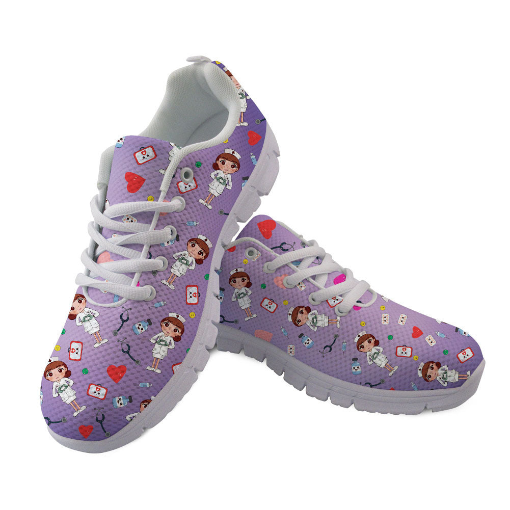 Cute Colorful Nurse Nurse Print Sports Casual Lightweight Lace-up Shoes