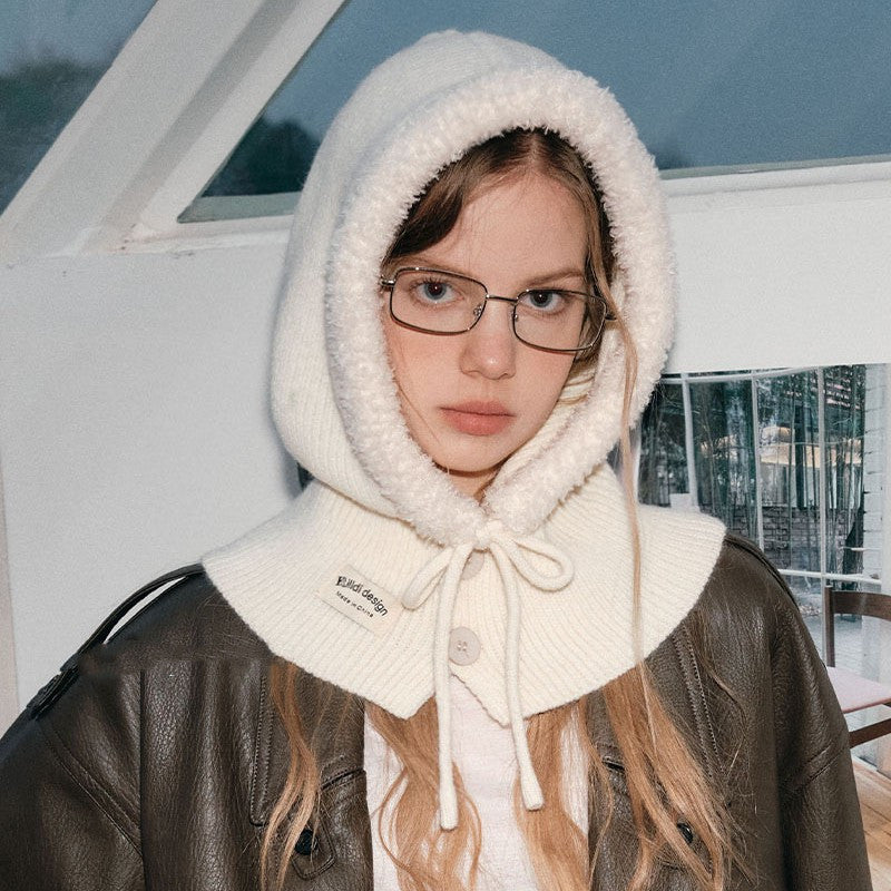 Ice Woman Design Fashionable Snow Hat Balaclava Knitted Drawstring