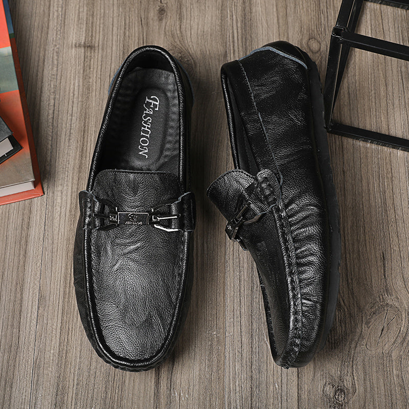 Leather hollowed-out beanie shoes