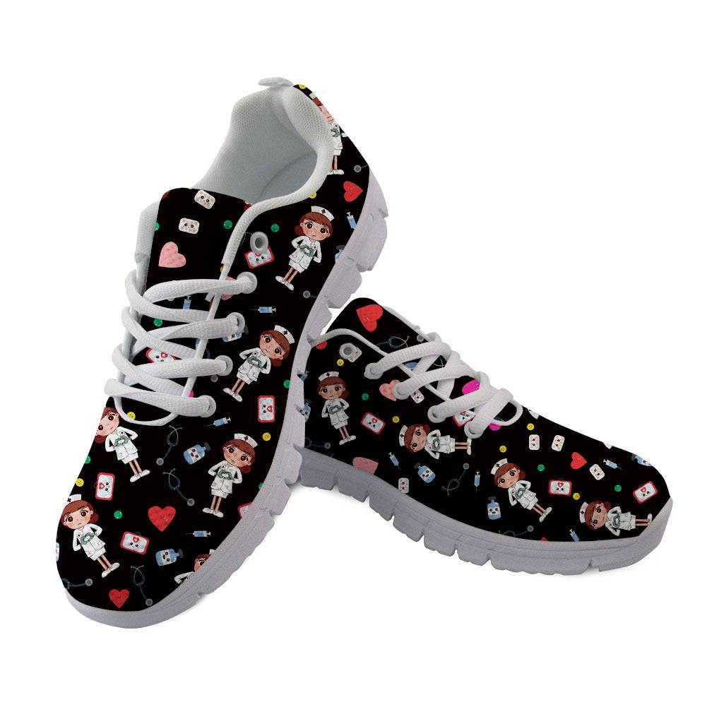 Cute Colorful Nurse Nurse Print Sports Casual Lightweight Lace-up Shoes