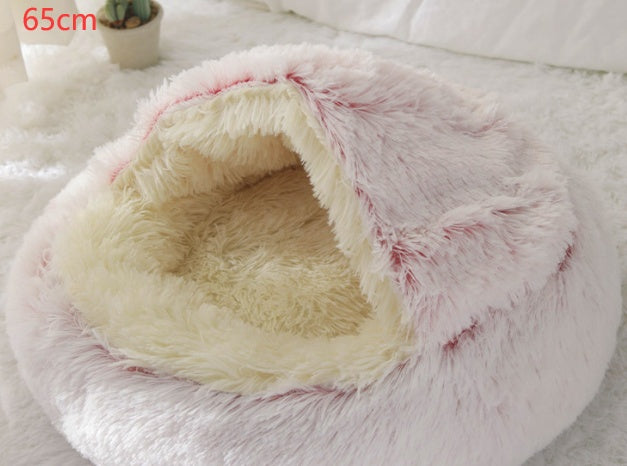 2 In 1 Dog and Cat Bed Pet Winter Bed Round Plush Warm Bed House Soft Long Plush Pets Bed Pet Products