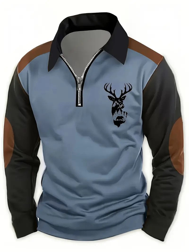 3D Printed Men's Long Sleeve Polo Shirt