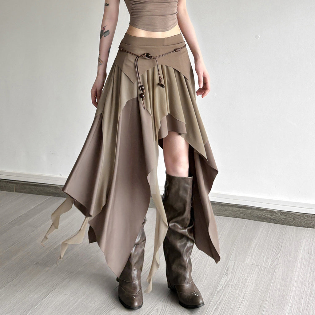 Spicy Girl Style Split Irregular Temperament High Waist Slim Versatile Skirt