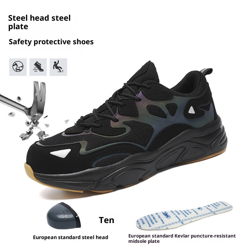 Steel Head Non-slip Soft Bottom Four Seasons Breathable Mesh Shoes