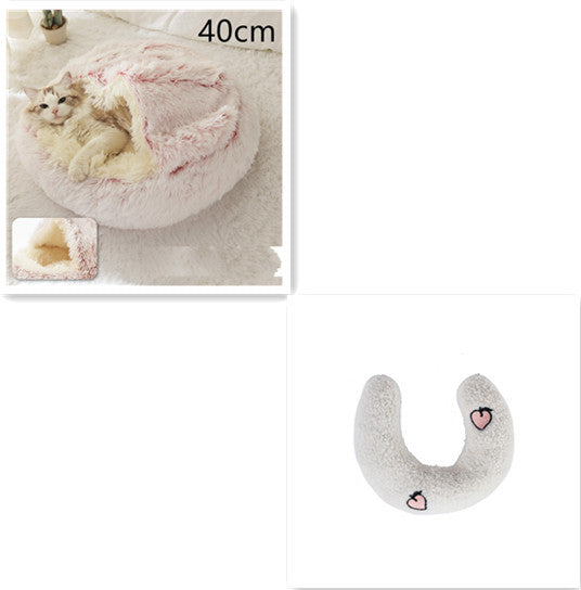 2 In 1 Dog and Cat Bed Pet Winter Bed Round Plush Warm Bed House Soft Long Plush Pets Bed Pet Products