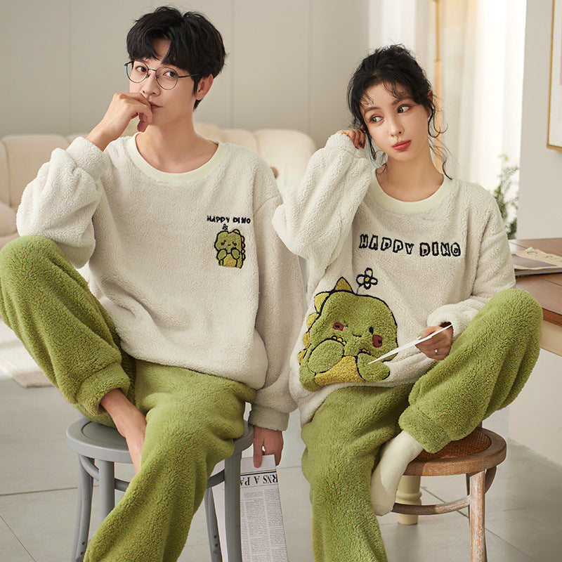 Coral Fleece Couple Household Velvet Pajamas