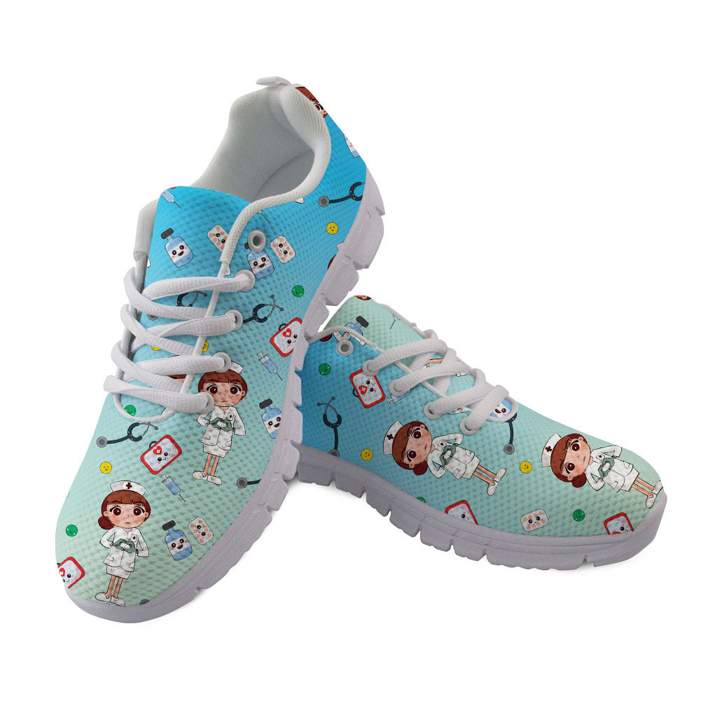 Cute Colorful Nurse Nurse Print Sports Casual Lightweight Lace-up Shoes