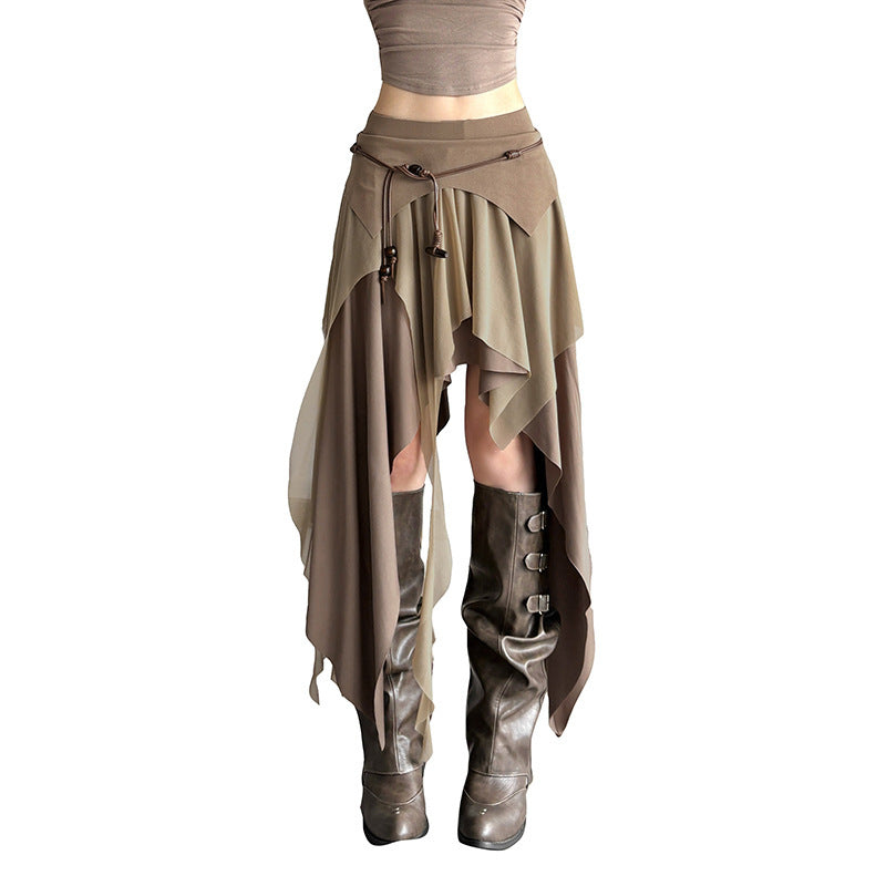 Spicy Girl Style Split Irregular Temperament High Waist Slim Versatile Skirt