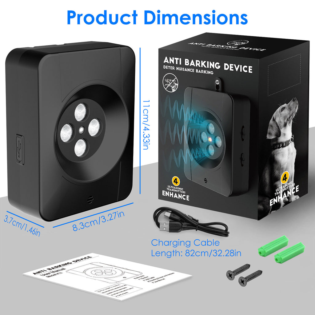1Pc Ultrasonic Anti Barking Device Indoor Outdoor Dog Bark Control With 3 Frequency Levels Max 32.8Feet Sensing Distance For Most Dog Sizes