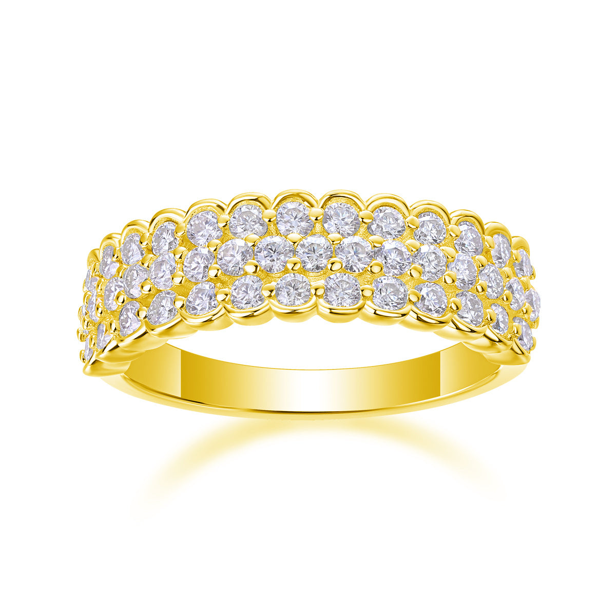 Poetic - A Wedding Ring Set With Top-quality Moissanite S925 Silver And Platinum-plated Diamond Can Be Tested With A Diamond Pen. The Ring Is In Yellow Gold And Rose Gold