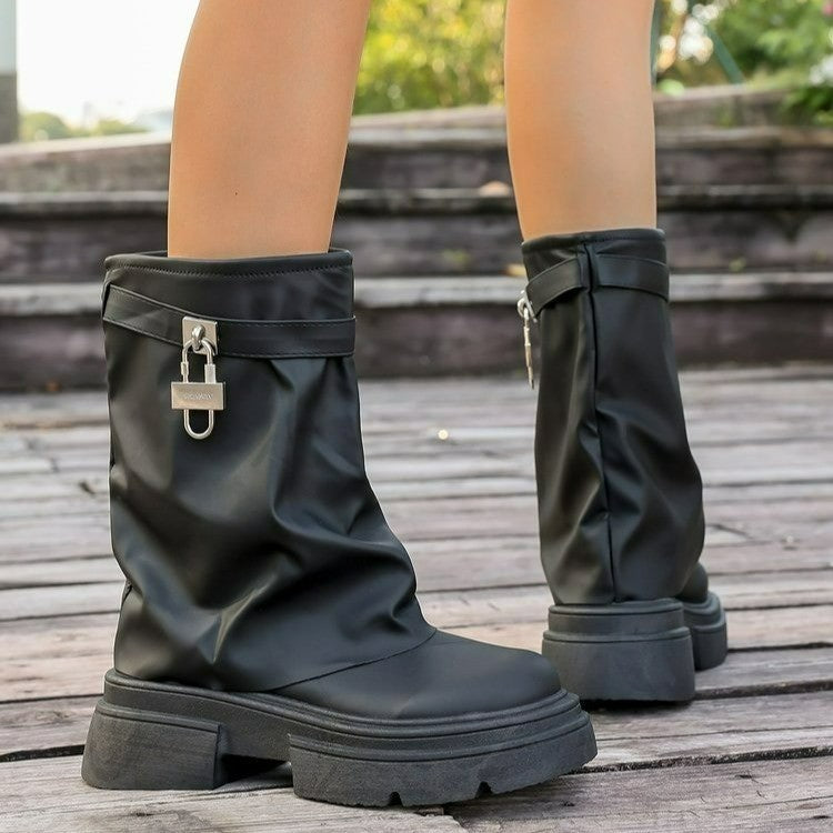 Simple British Style Thick-soled Martin Boots