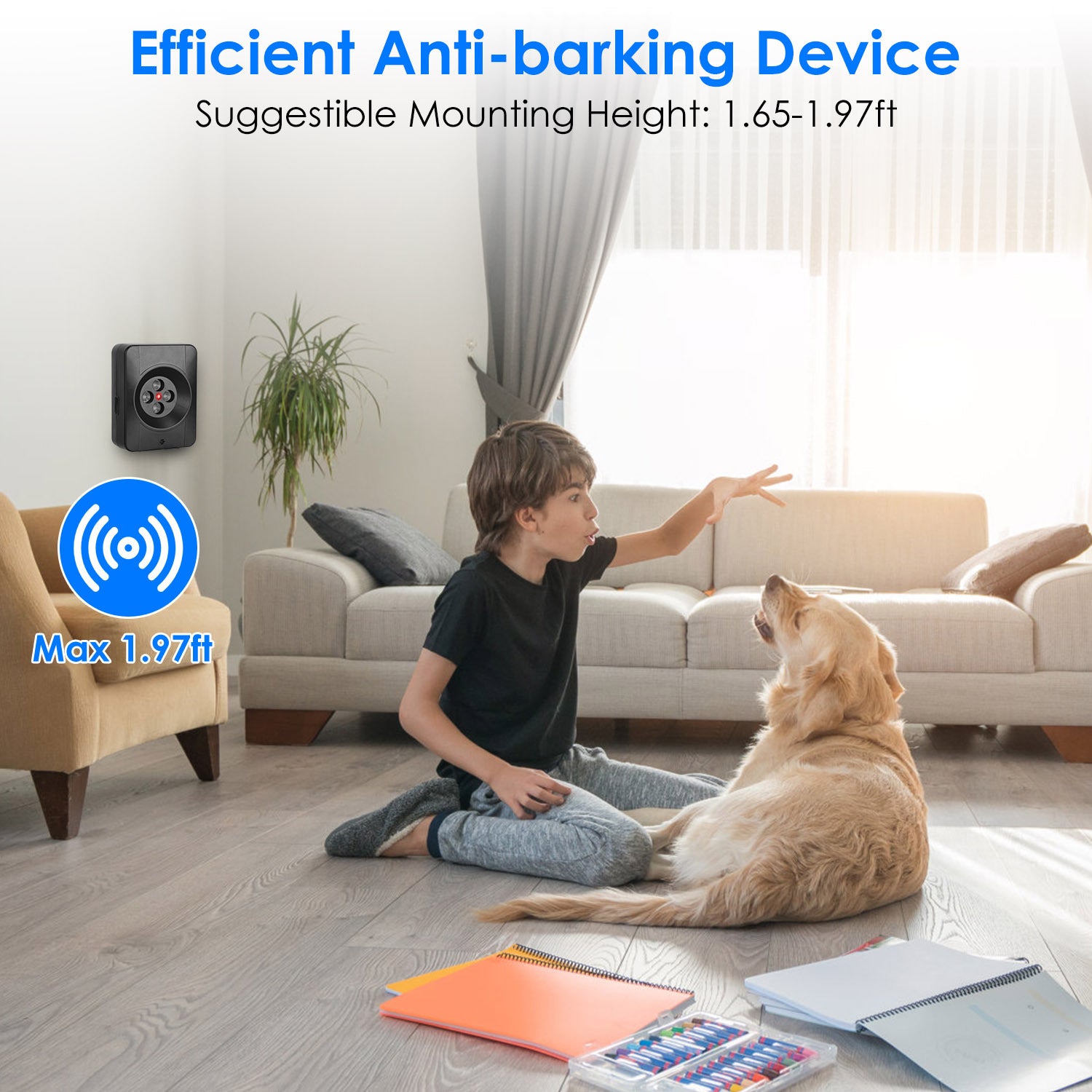 1Pc Ultrasonic Anti Barking Device Indoor Outdoor Dog Bark Control With 3 Frequency Levels Max 32.8Feet Sensing Distance For Most Dog Sizes