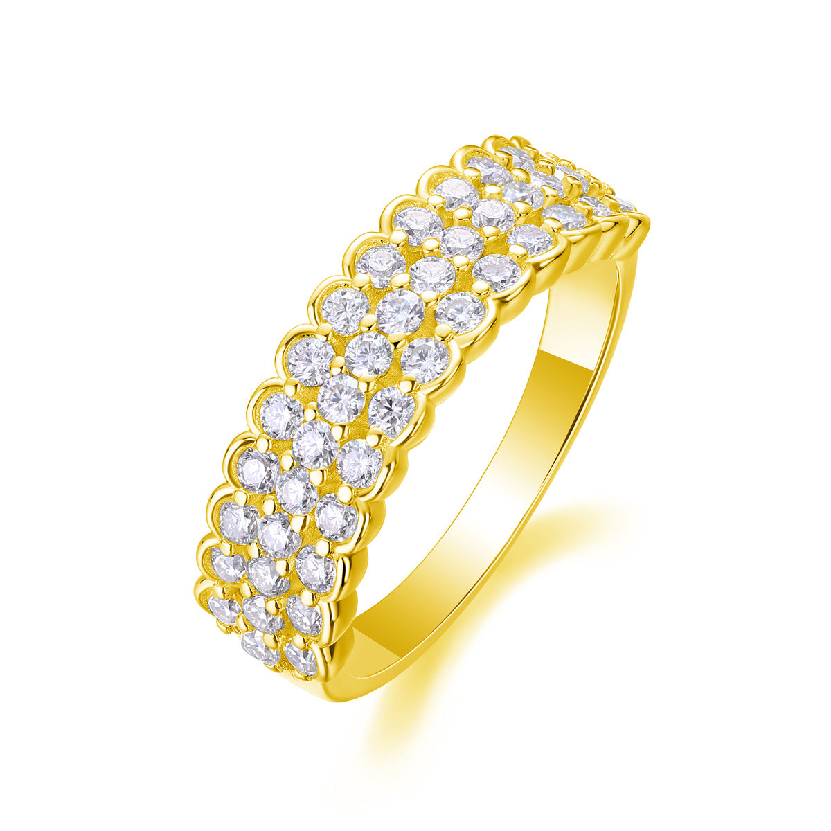 Poetic - A Wedding Ring Set With Top-quality Moissanite S925 Silver And Platinum-plated Diamond Can Be Tested With A Diamond Pen. The Ring Is In Yellow Gold And Rose Gold