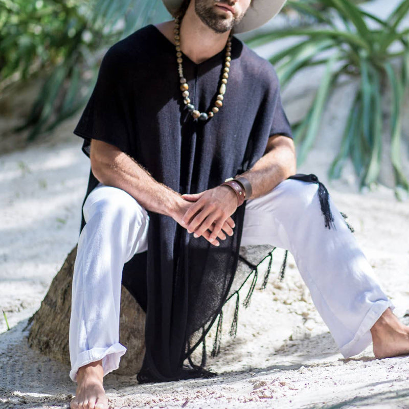 Men's Tassel Beachwear Pullover Blouse
