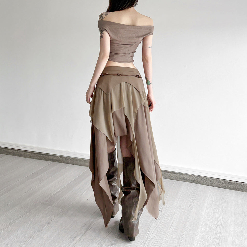 Spicy Girl Style Split Irregular Temperament High Waist Slim Versatile Skirt